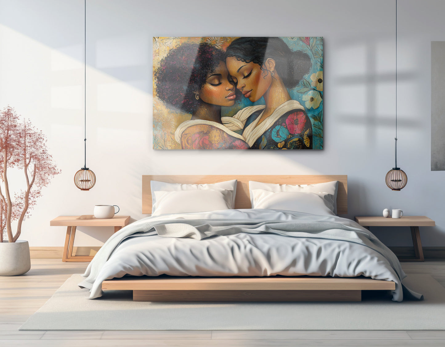 Black Lesbian Couple Embrace Black love wall art view 21
