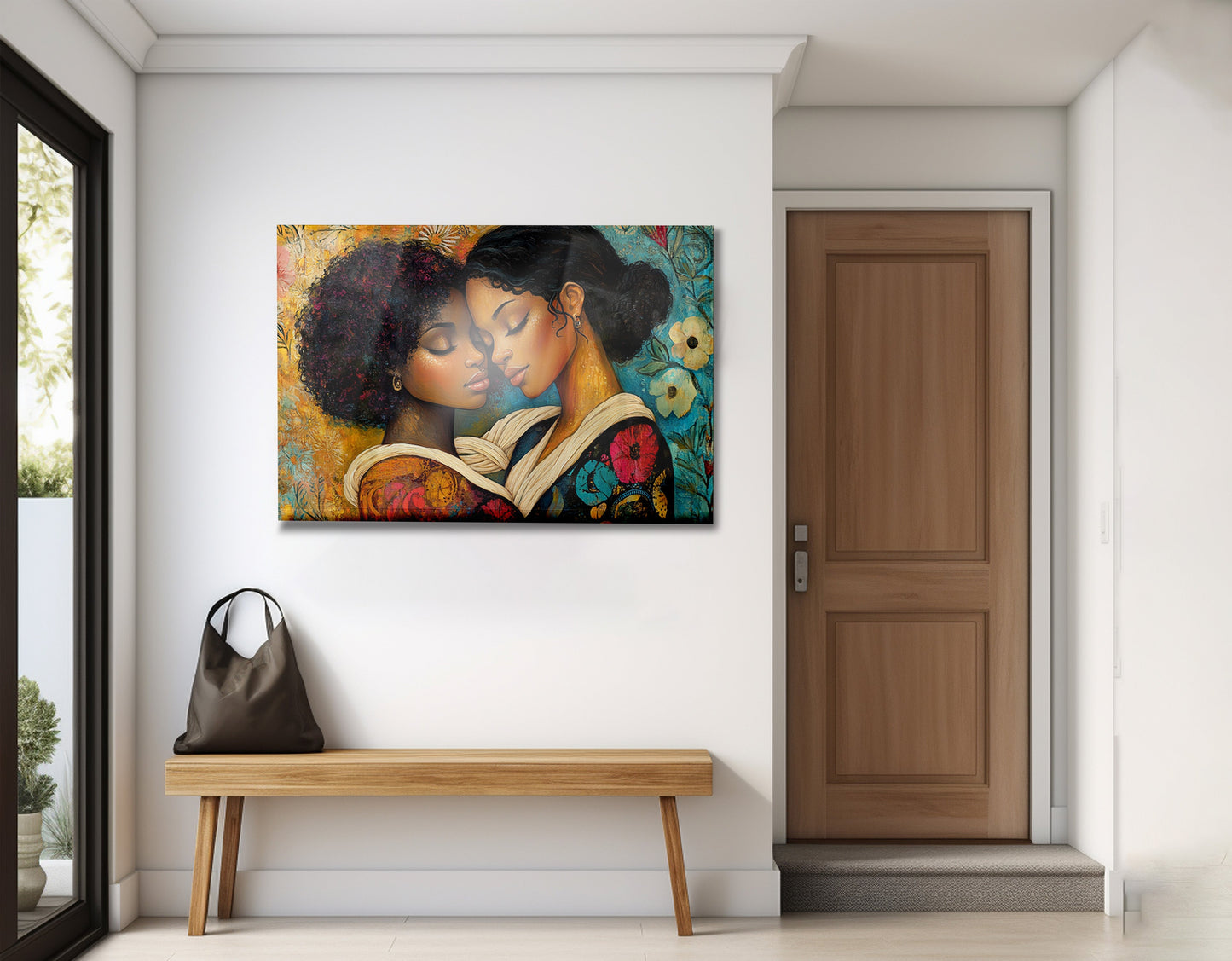 Black Lesbian Couple Embrace Black love wall art view 23