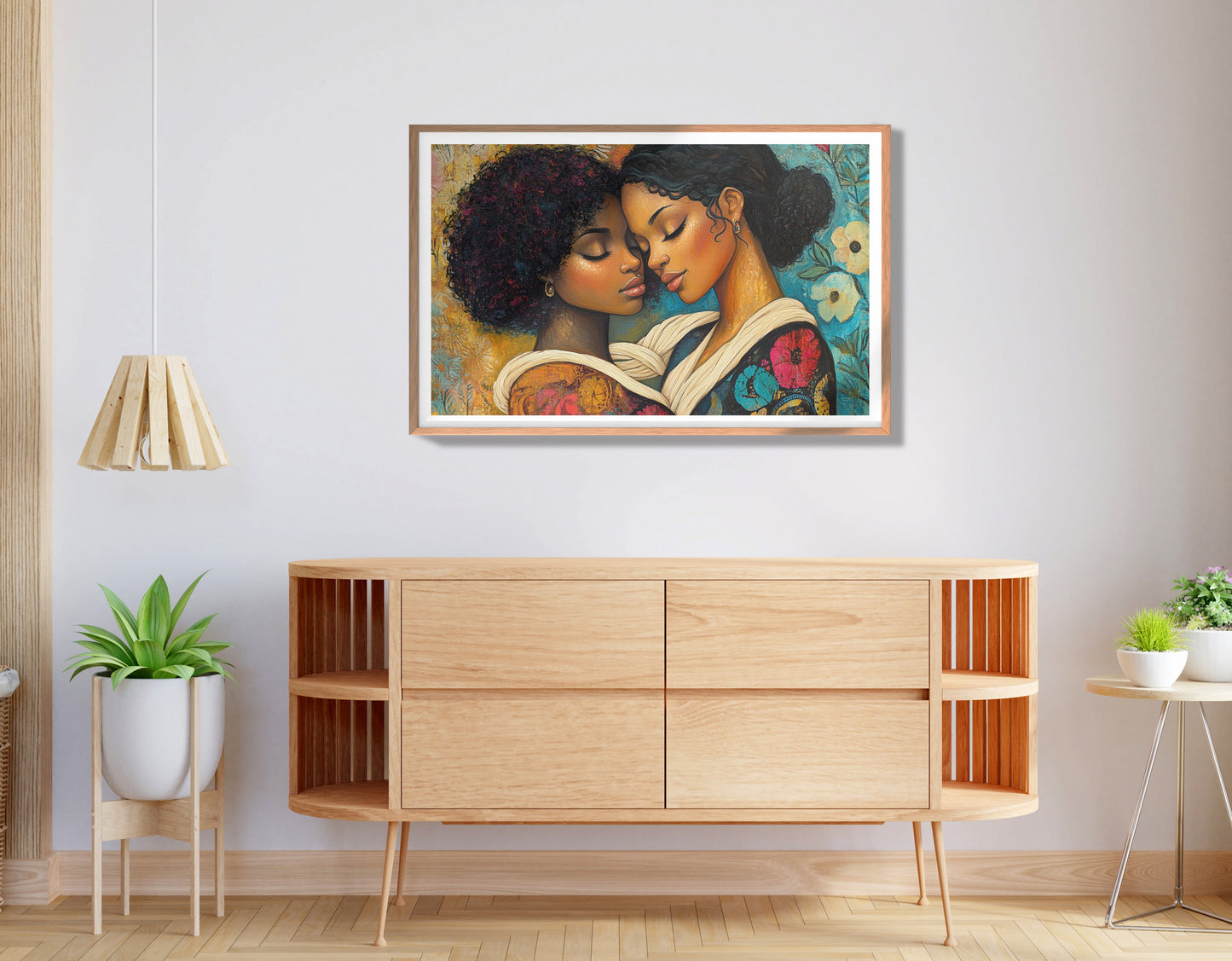Black Lesbian Couple Embrace Black love wall art view 80
