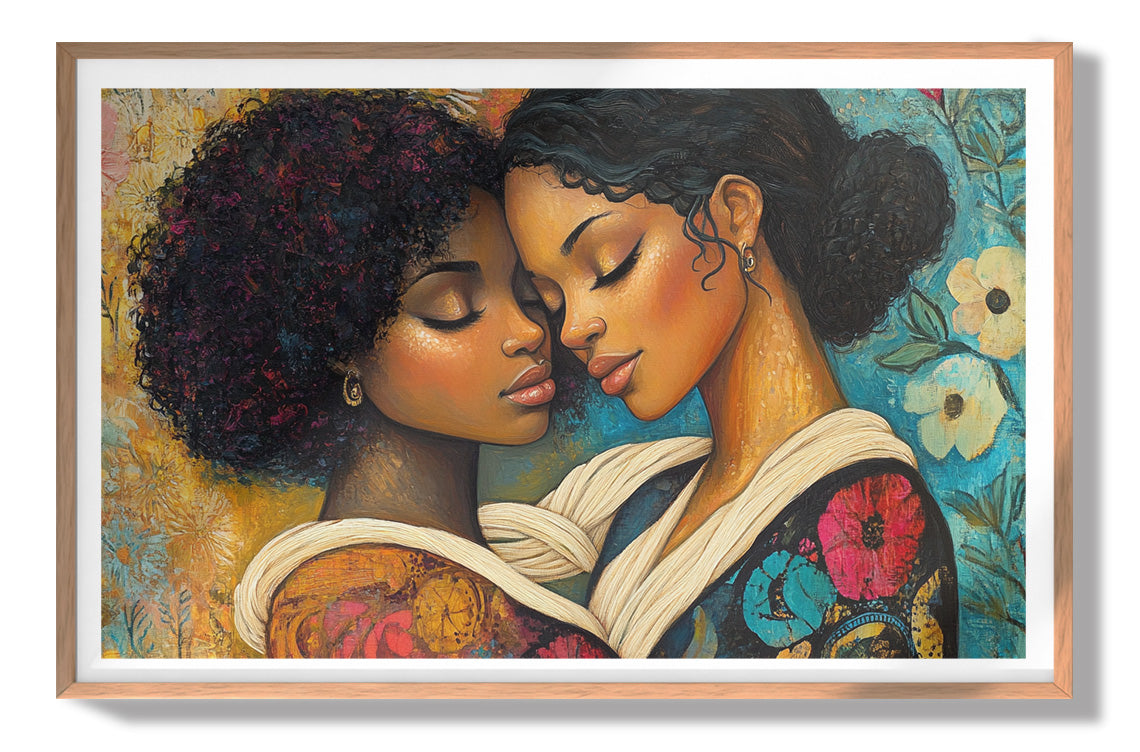 Black Lesbian Couple Embrace Black love wall art view 79