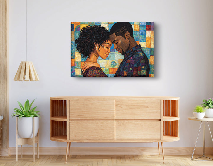 Black Couple Love Portrait Wall Art Print