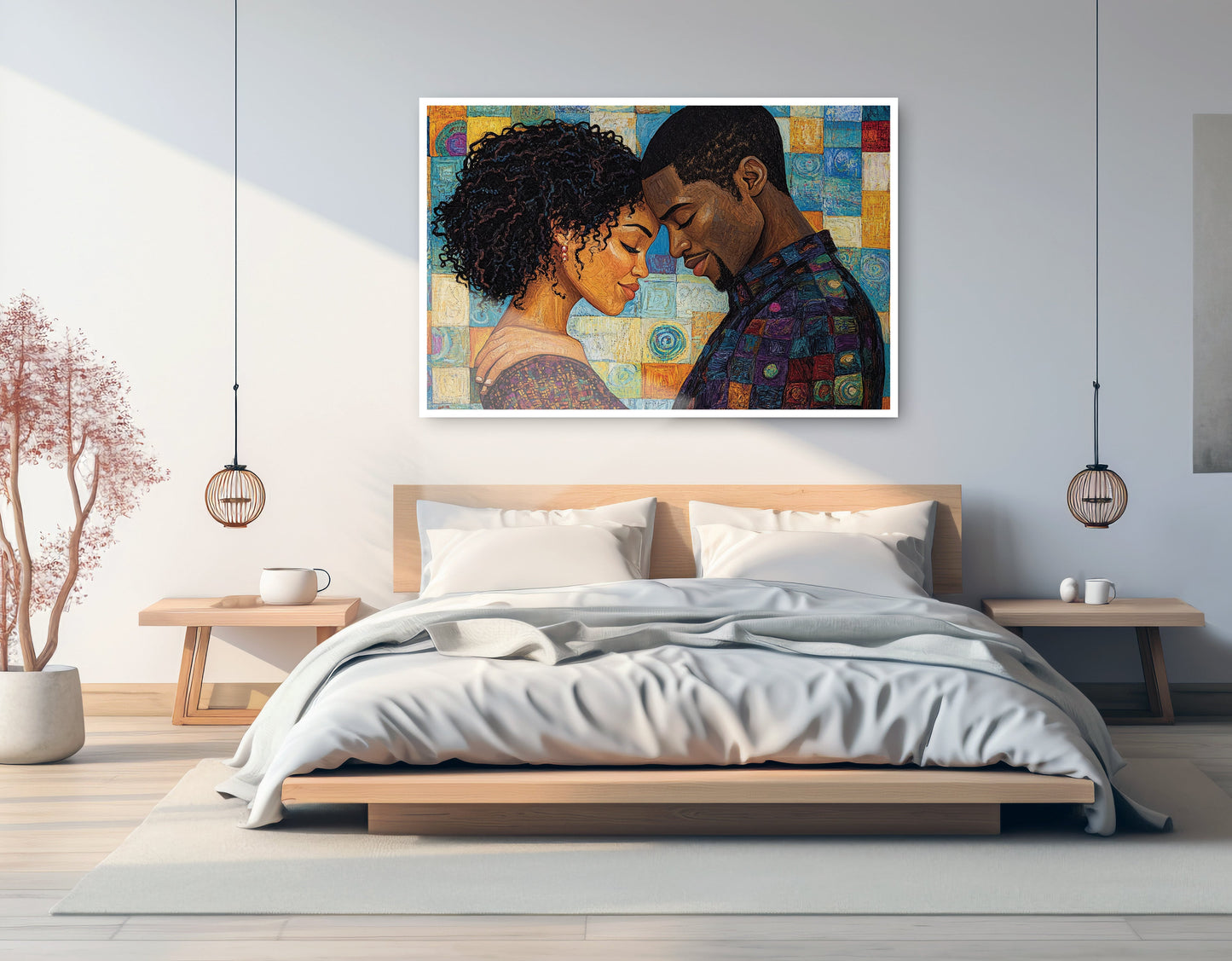 Black Couple Love Portrait Black love wall art artwork view