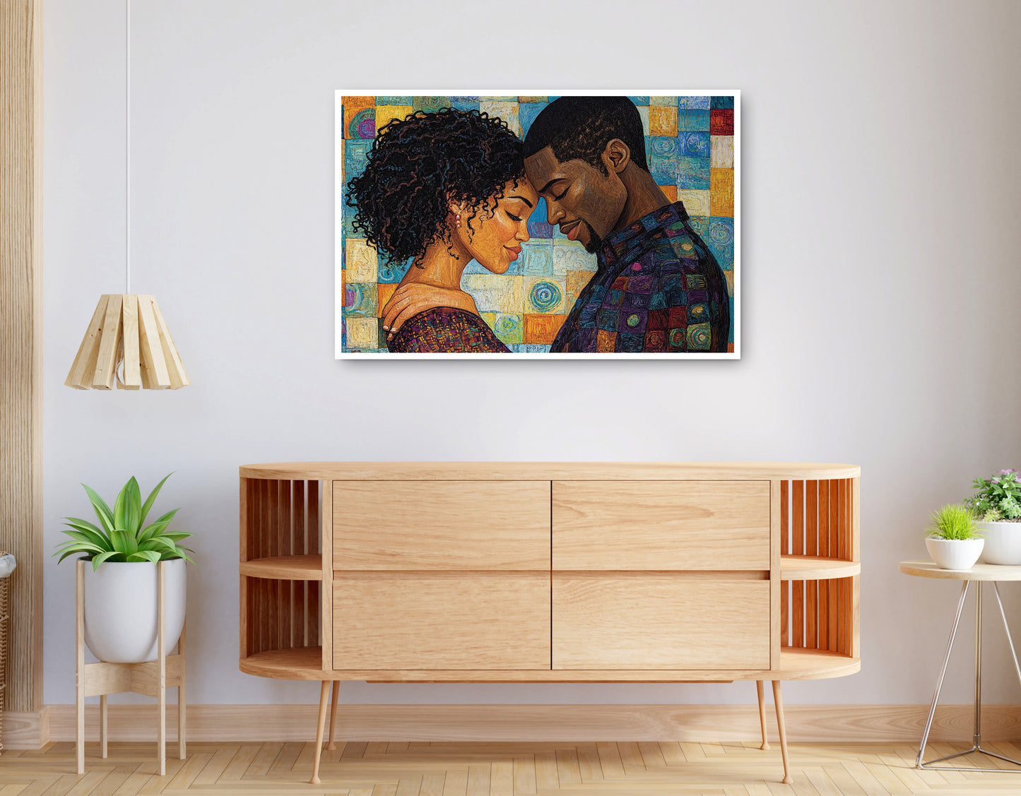 Alternate view of Black Couple Love Portrait Black love wall art canvas print