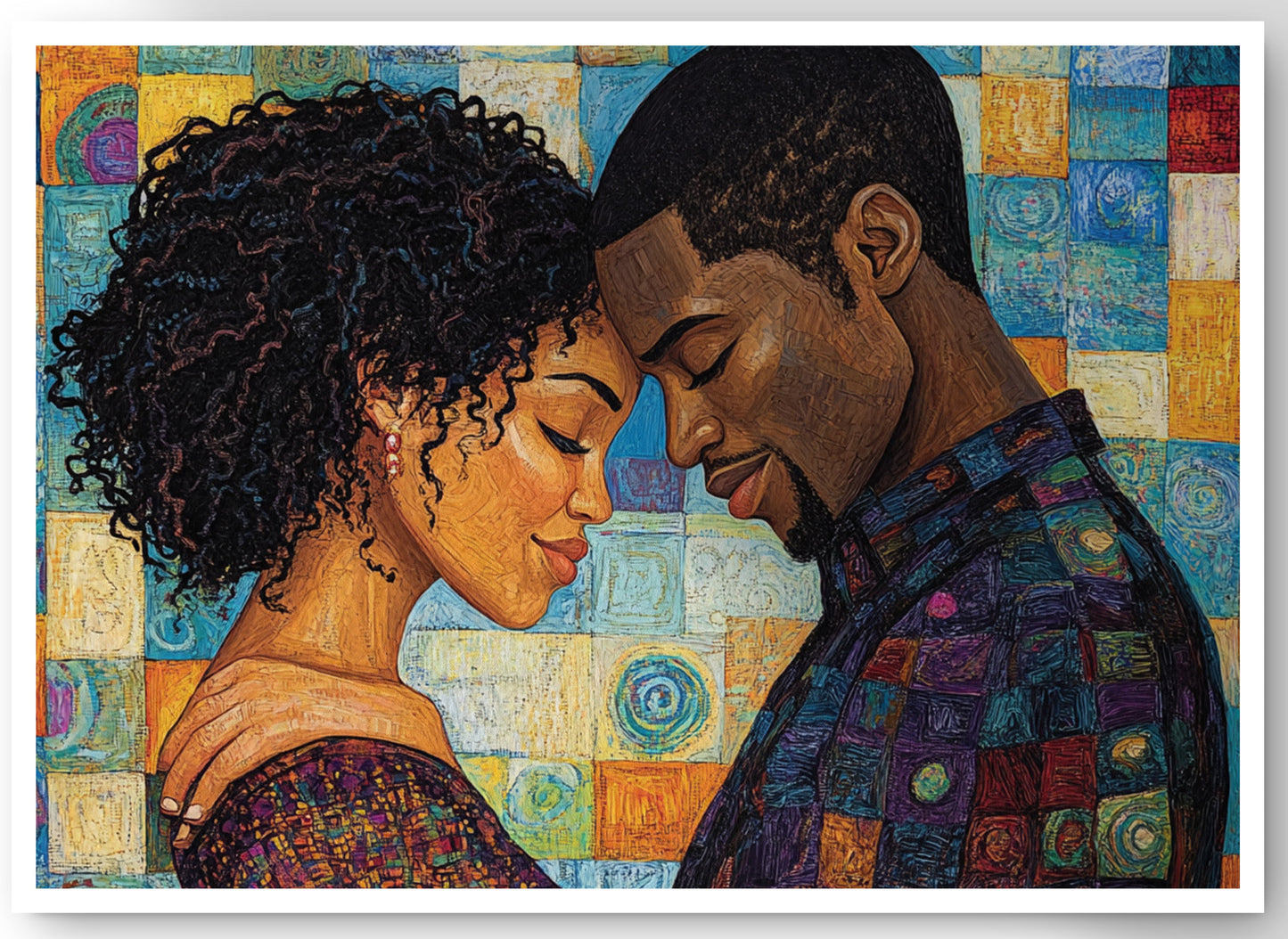 Black Couple Love Portrait Black love wall art canvas print by MoomZee Artwork