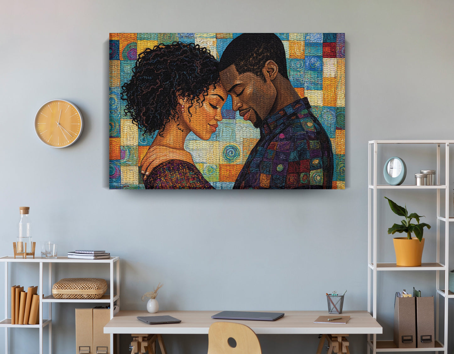 Black Couple Love Portrait Black love wall art view 18