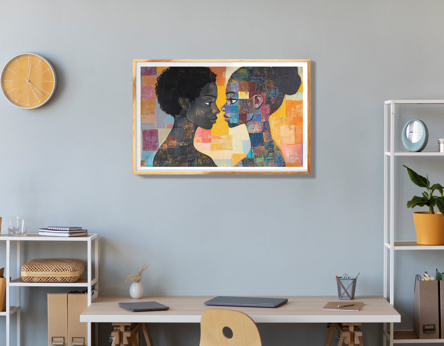 Black Lesbian Couple Portrait Black love wall art view 78