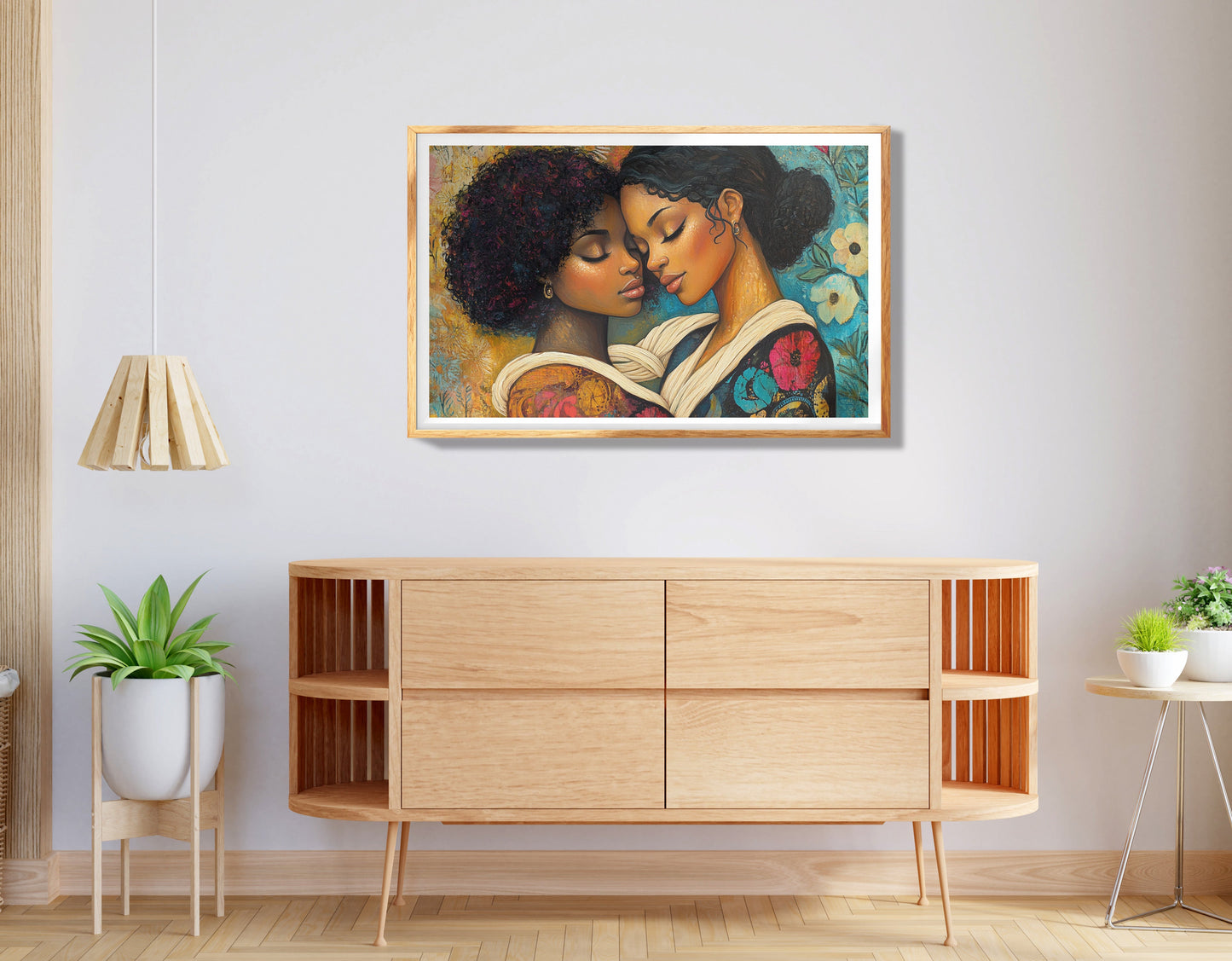 Black Lesbian Couple Embrace Black love wall art view 74