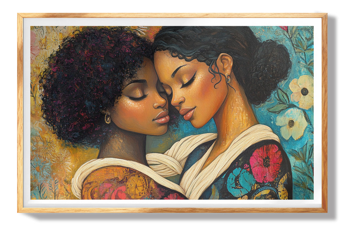 Black Lesbian Couple Embrace Black love wall art view 73