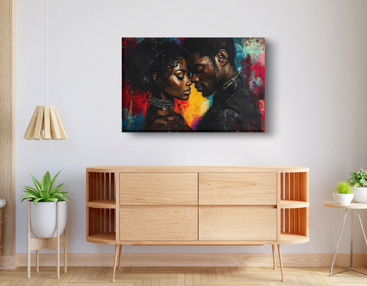 Black Couple Romantic Portrait Wall Art Print