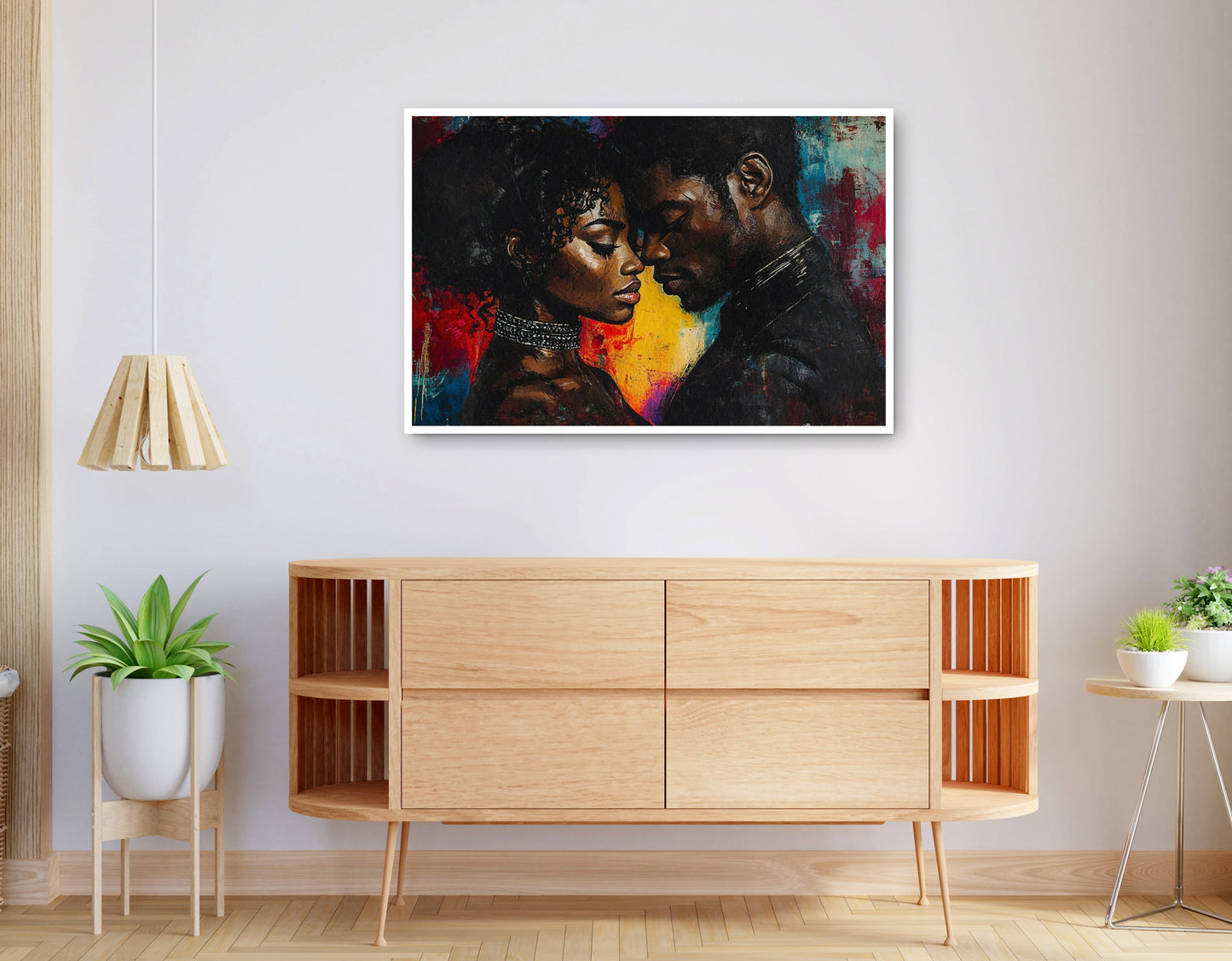 Alternate view of Black Couple Romantic Portrait Black love wall art canvas print