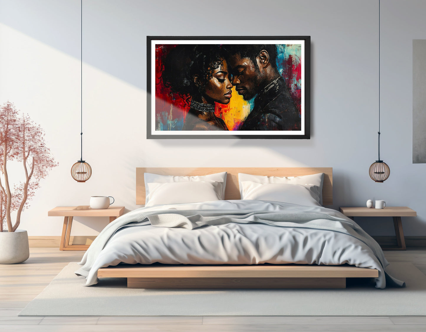 Black Couple Romantic Portrait Black love wall art view 69