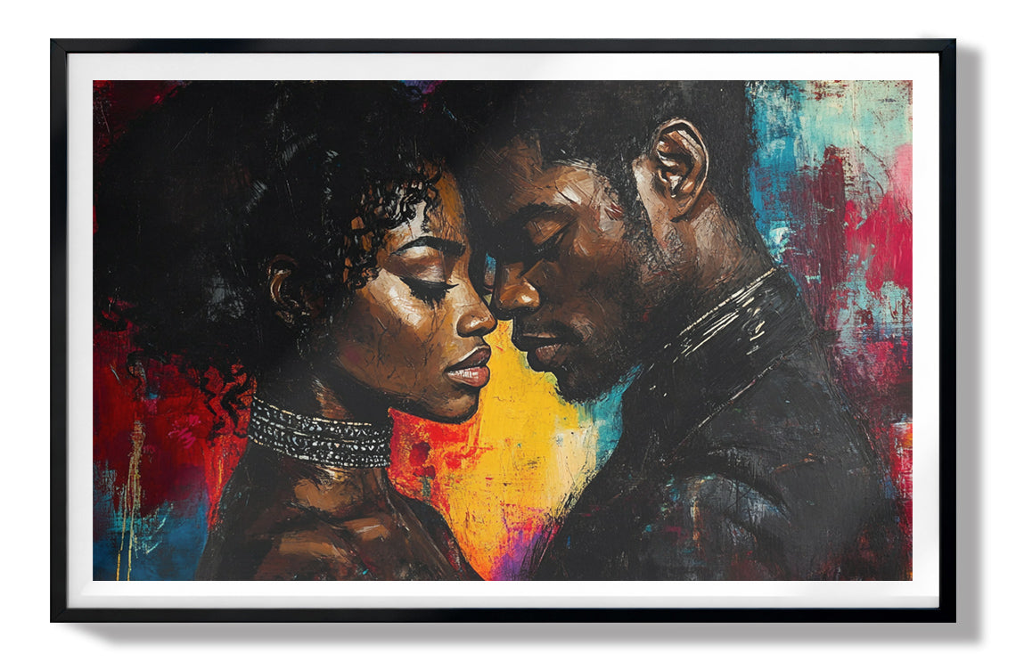 Black Couple Romantic Portrait Black love wall art view 67