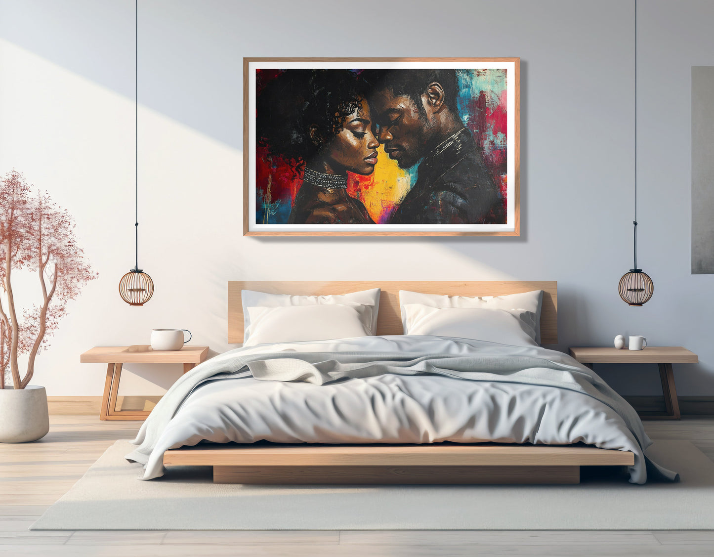 Black Couple Romantic Portrait Black love wall art view 81