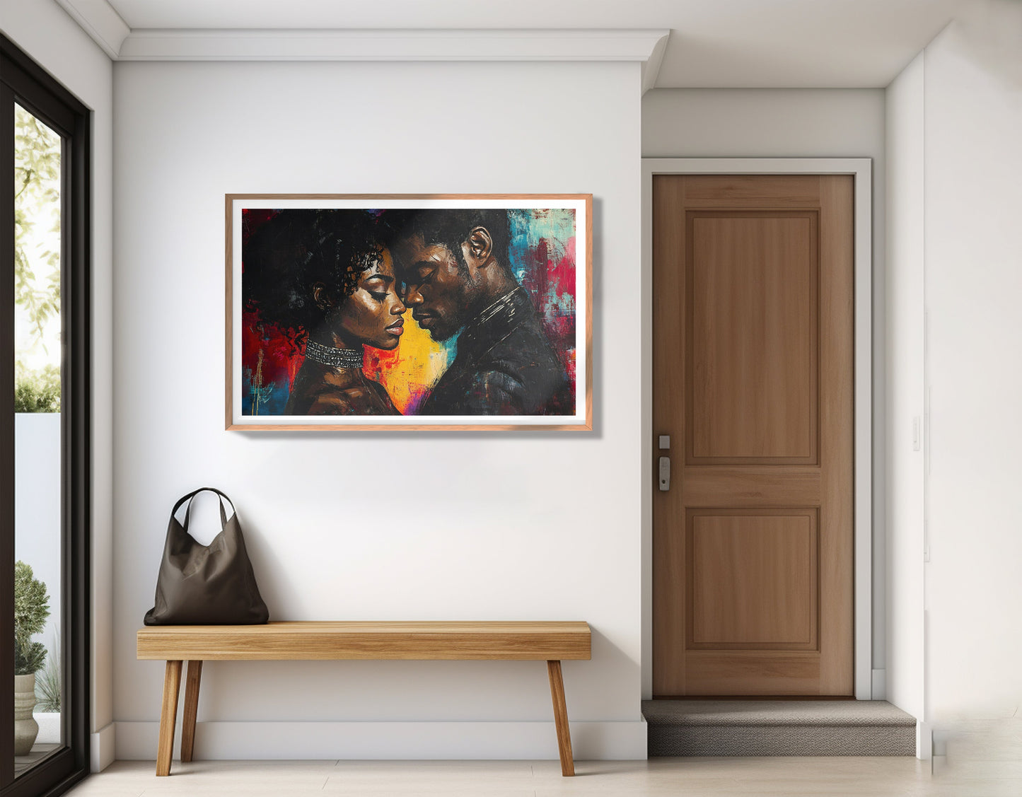 Black Couple Romantic Portrait Black love wall art view 83