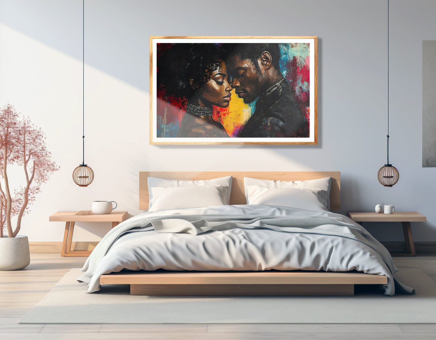Black Couple Romantic Portrait Black love wall art view 75
