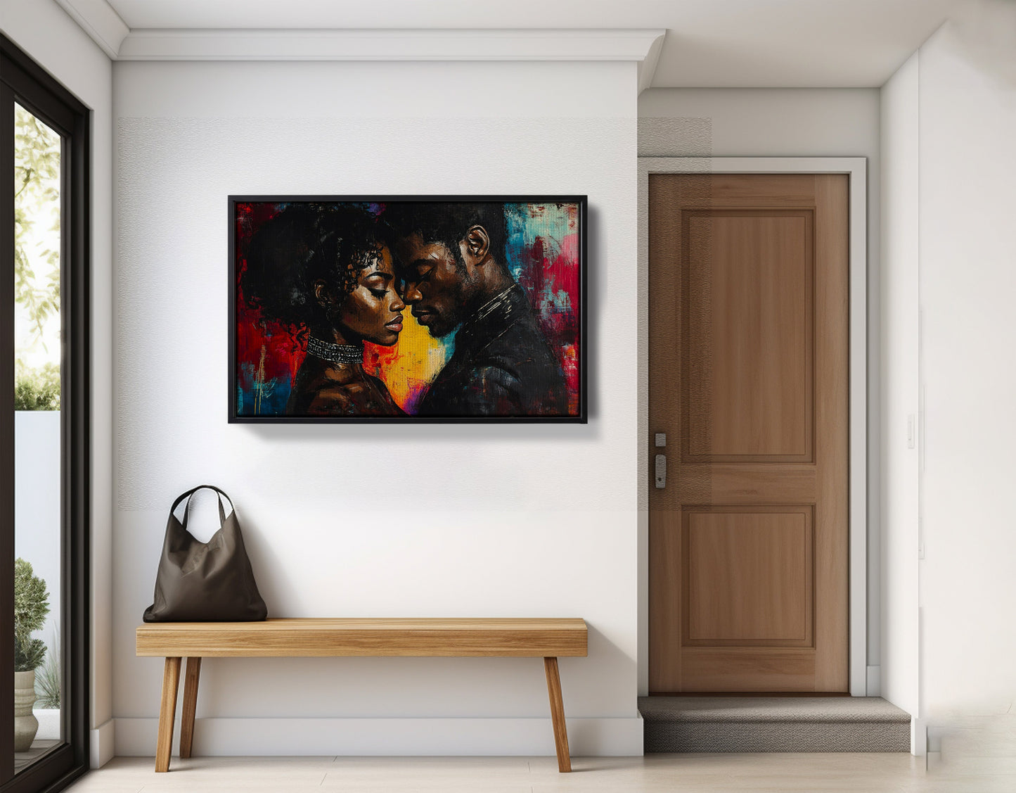 Black Couple Romantic Portrait Black love wall art view 29