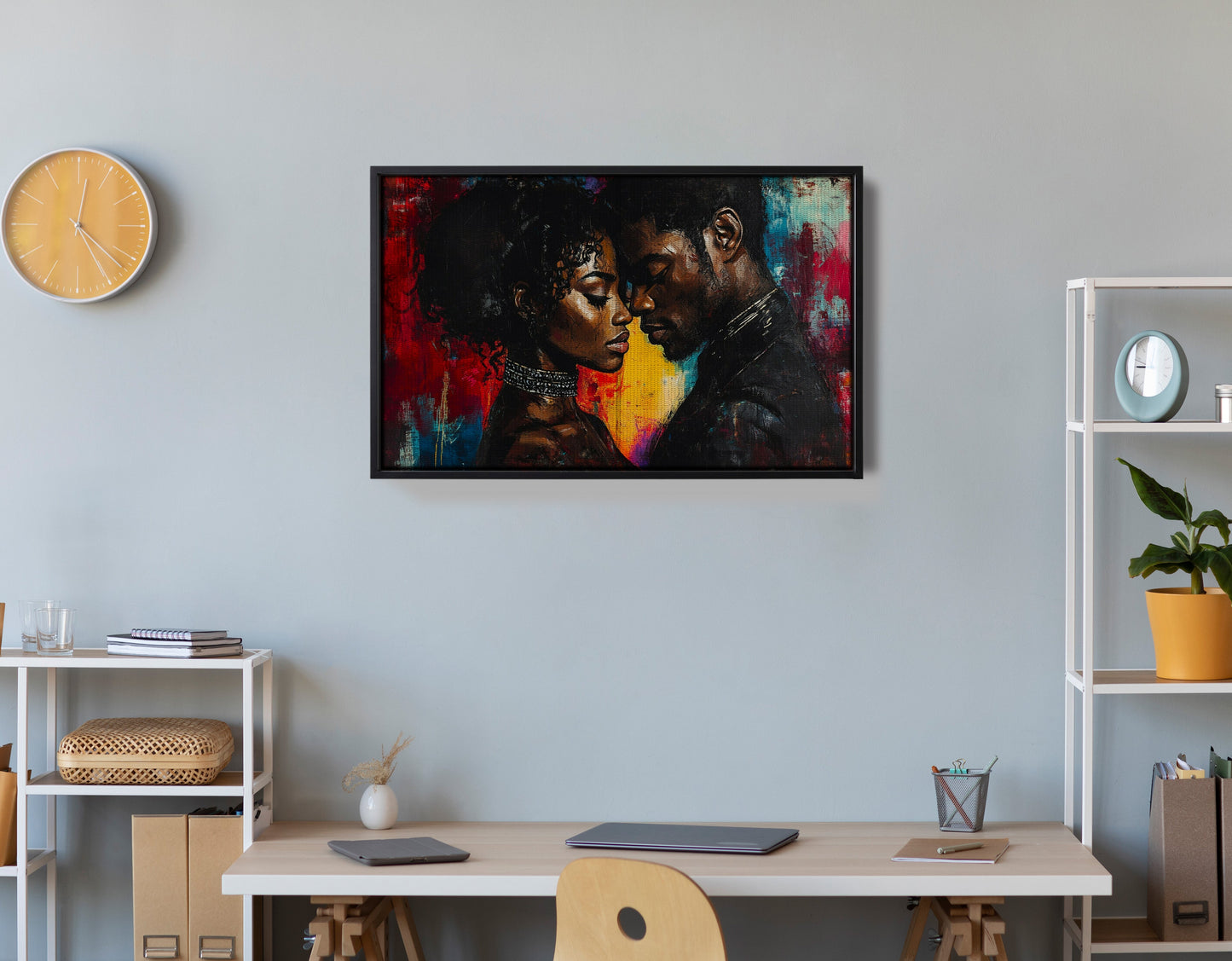 Black Couple Romantic Portrait Black love wall art view 30