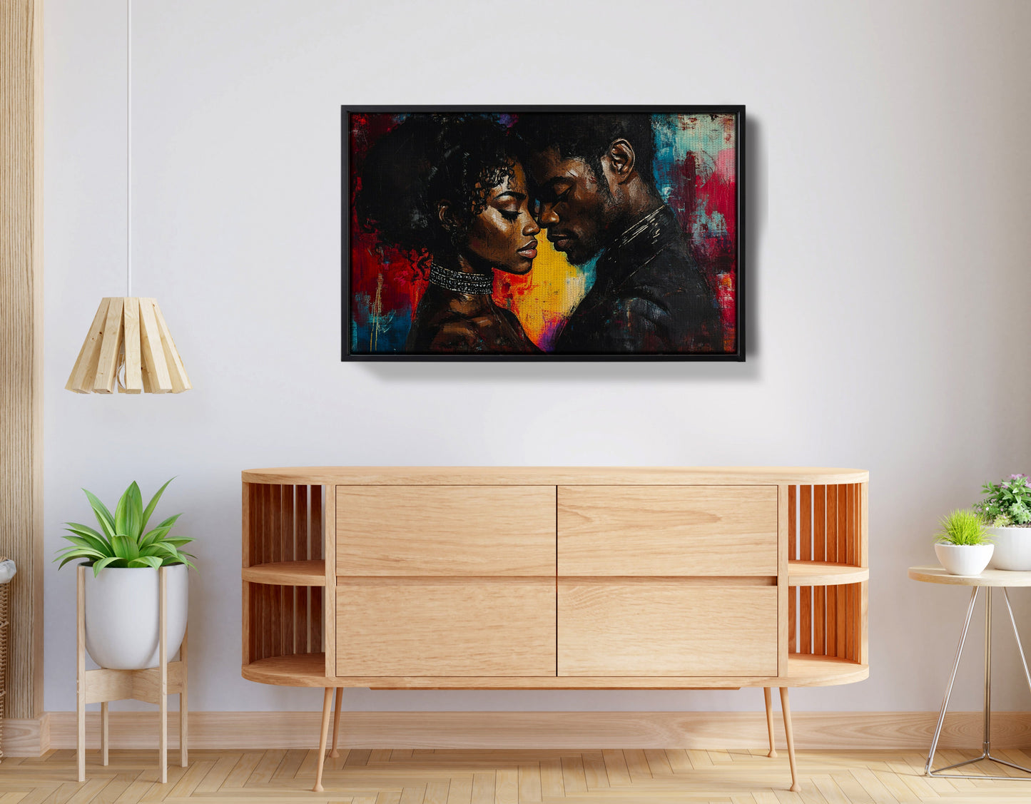 Black Couple Romantic Portrait Black love wall art view 26