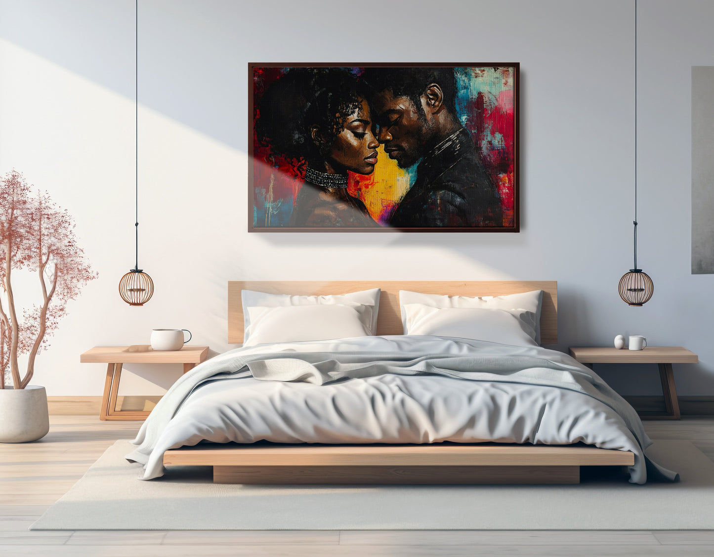 Black Couple Romantic Portrait Black love wall art view 33