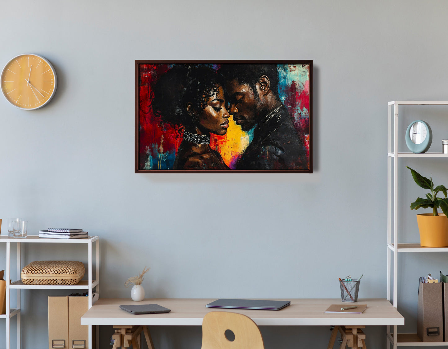 Black Couple Romantic Portrait Black love wall art view 36