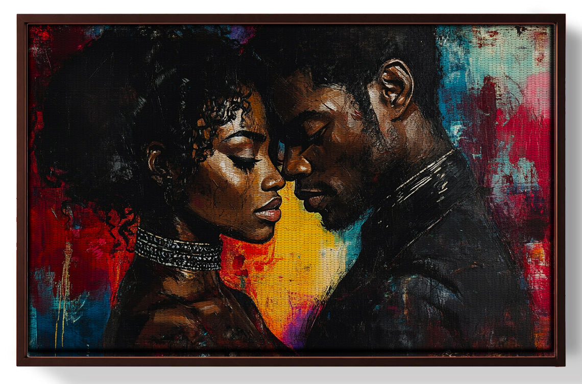 Black Couple Romantic Portrait Black love wall art view 31