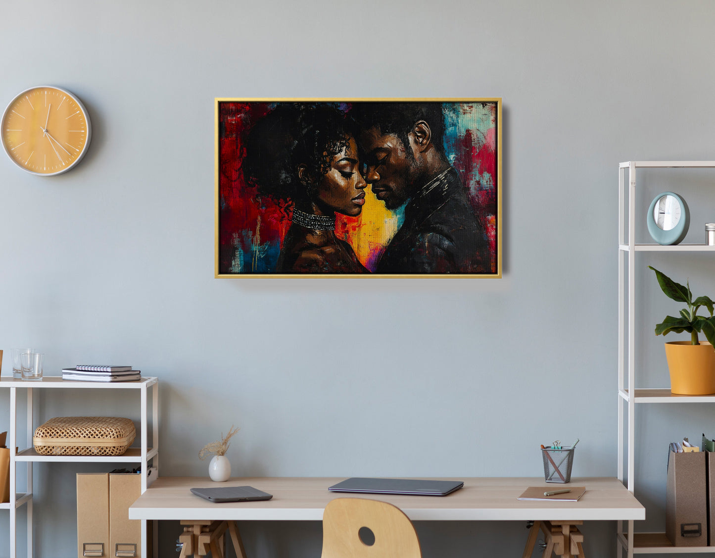 Black Couple Romantic Portrait Black love wall art view 42