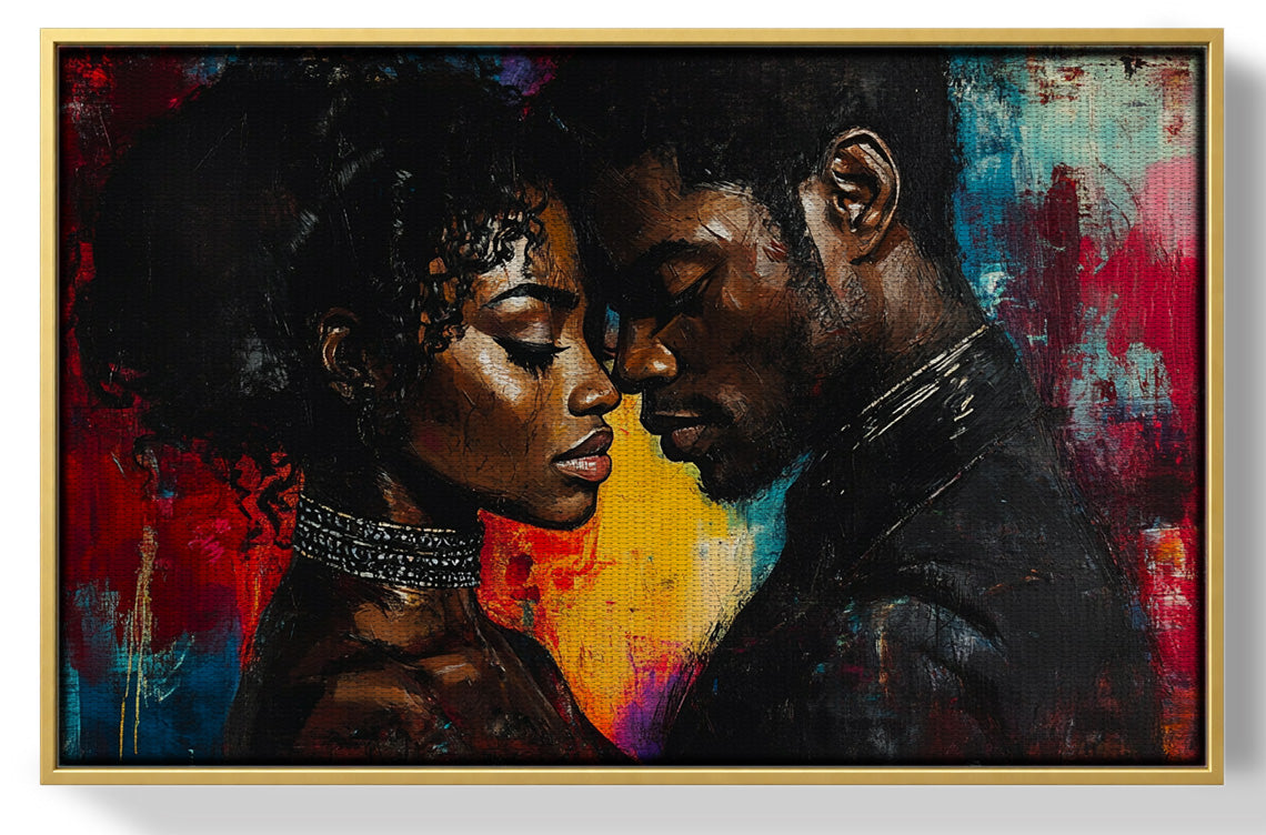 Black Couple Romantic Portrait Black love wall art view 37