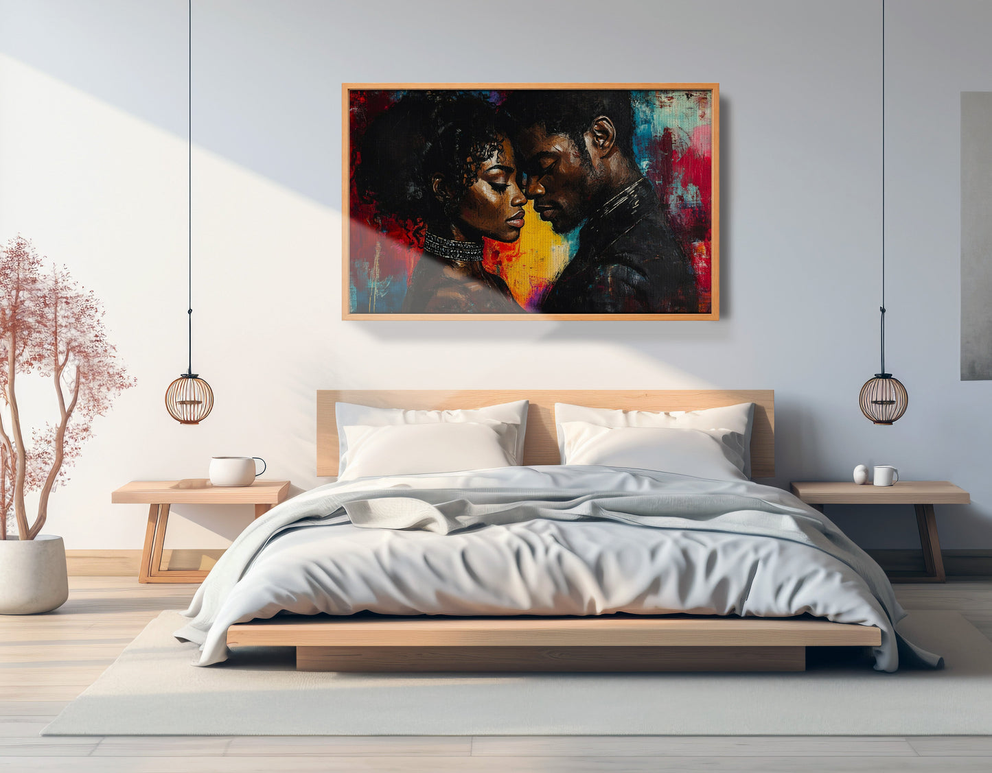 Black Couple Romantic Portrait Black love wall art view 45