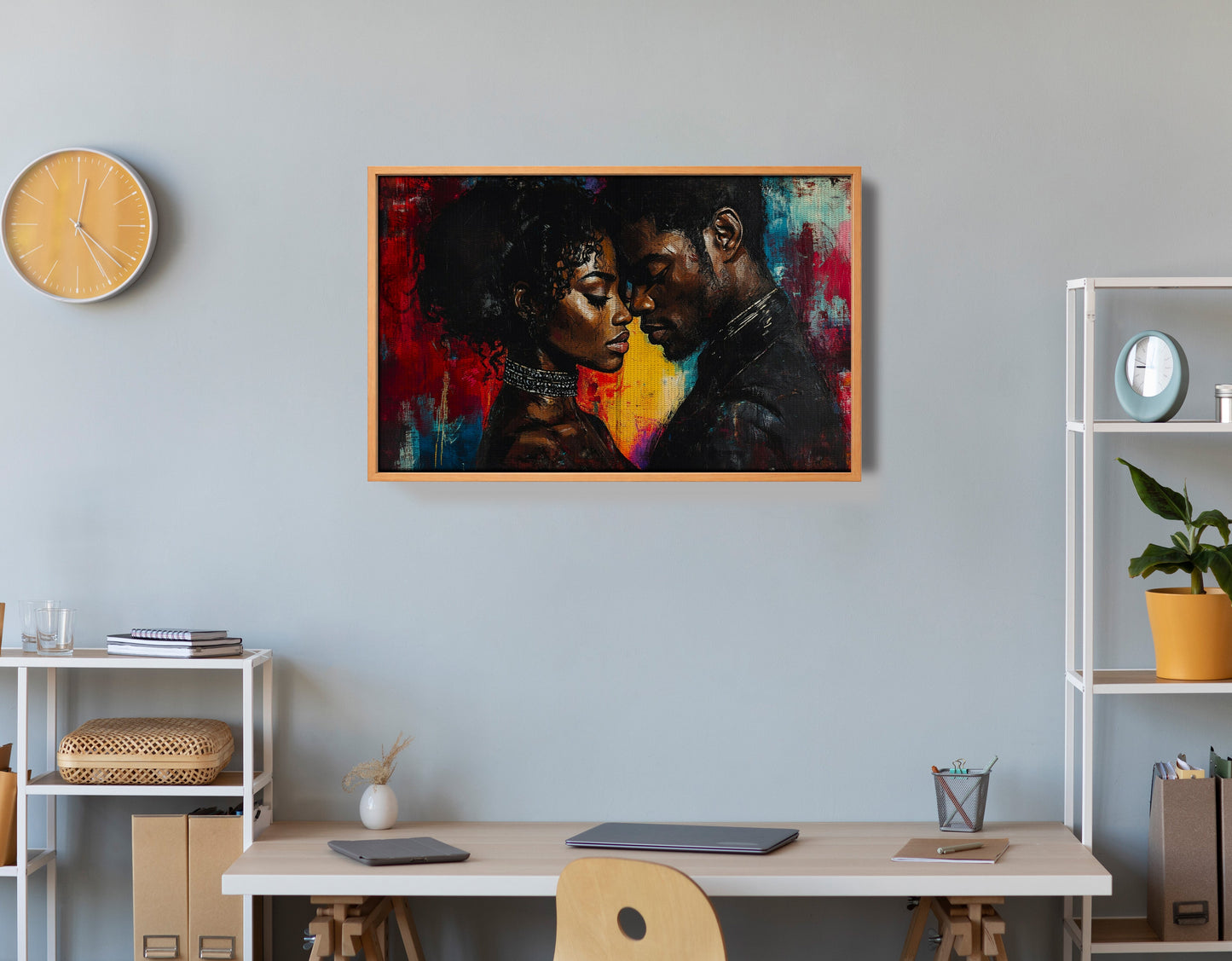 Black Couple Romantic Portrait Black love wall art view 48