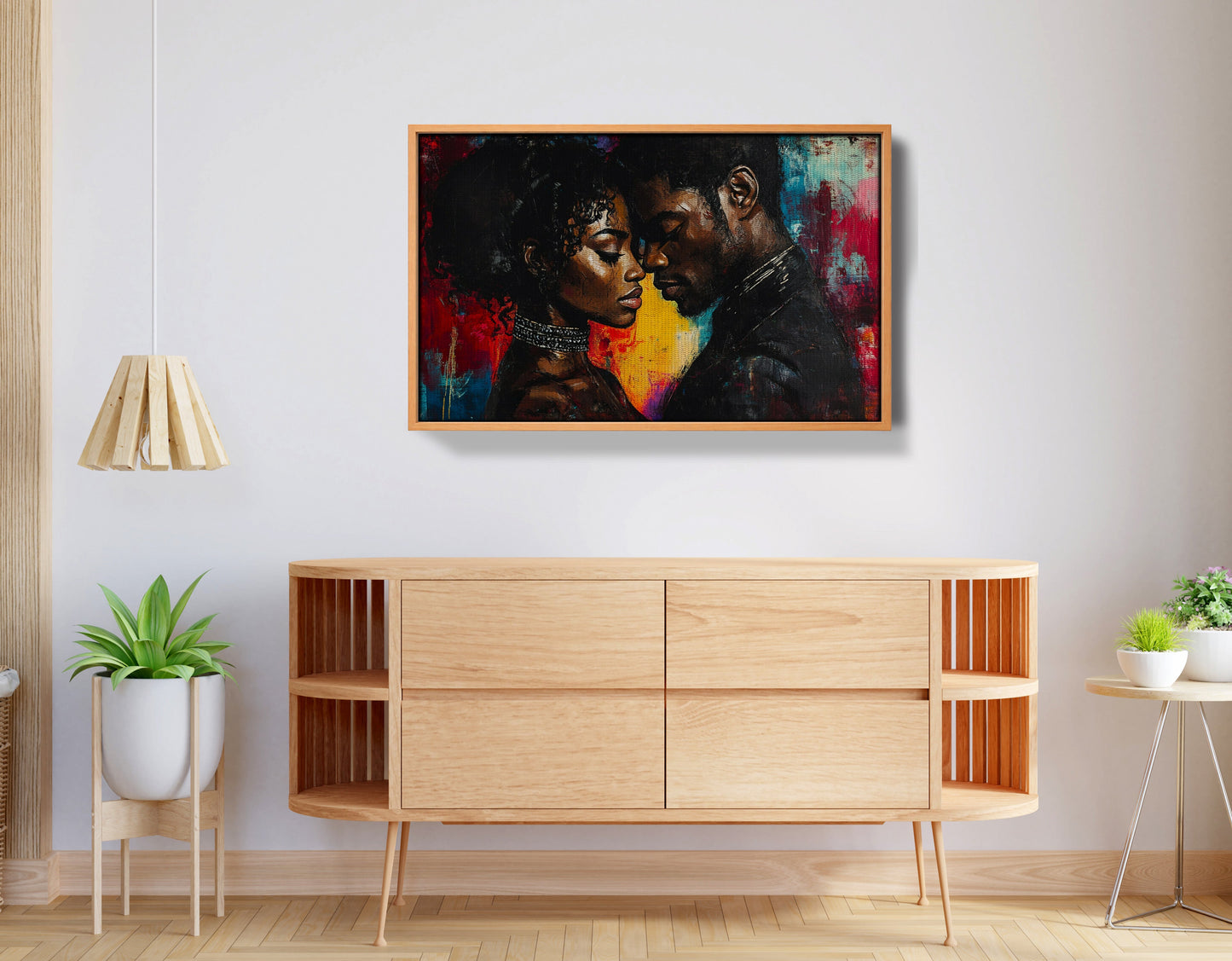 Black Couple Romantic Portrait Black love wall art view 44