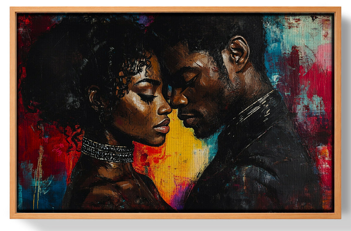 Black Couple Romantic Portrait Black love wall art view 43