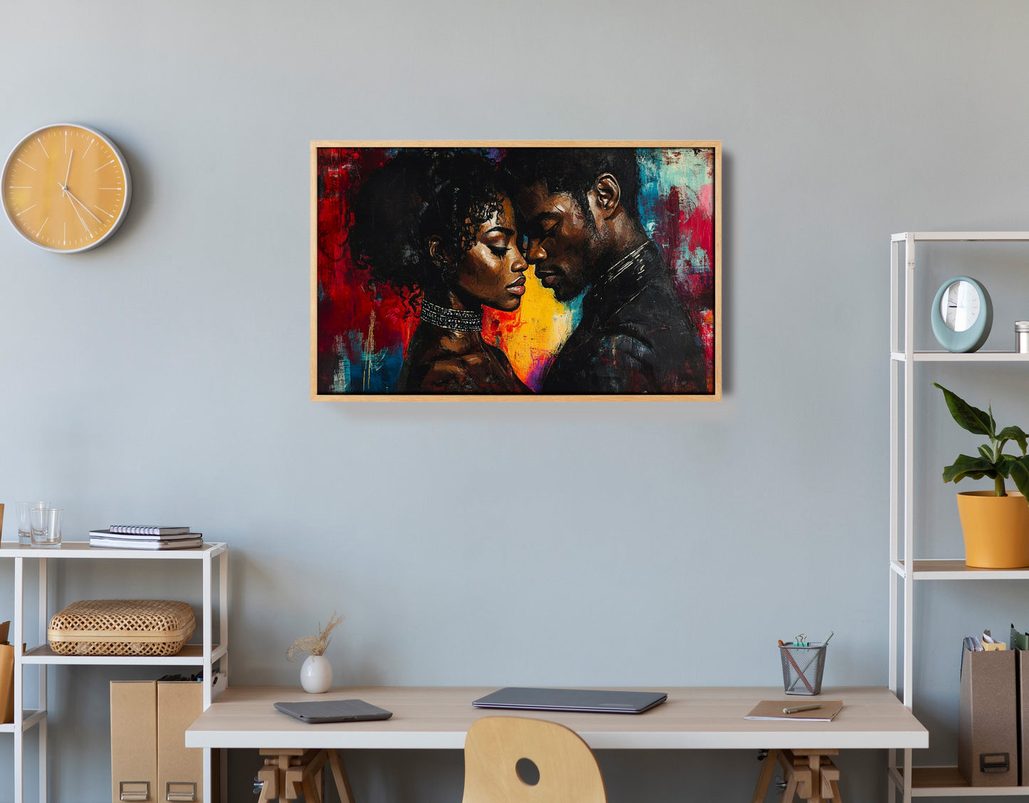 Black Couple Romantic Portrait Black love wall art view 54