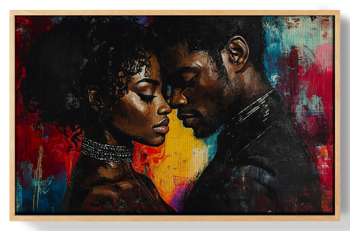 Black Couple Romantic Portrait Black love wall art view 49