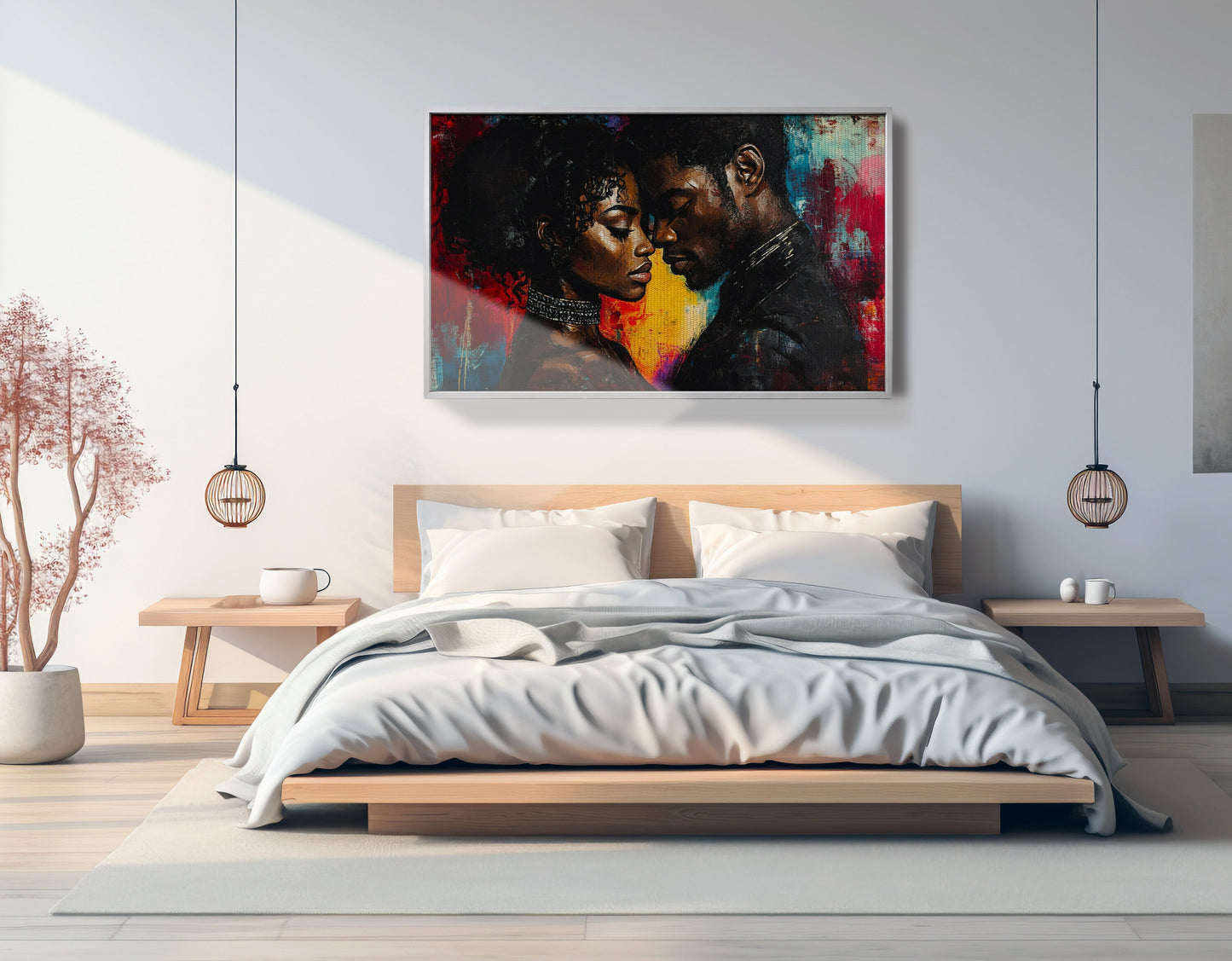 Black Couple Romantic Portrait Black love wall art view 57