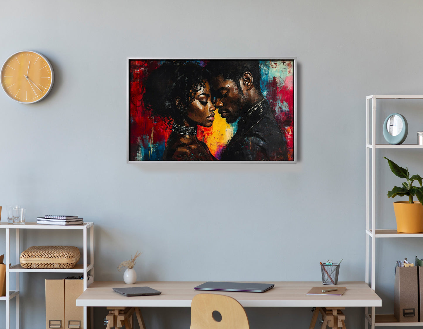 Black Couple Romantic Portrait Black love wall art view 60