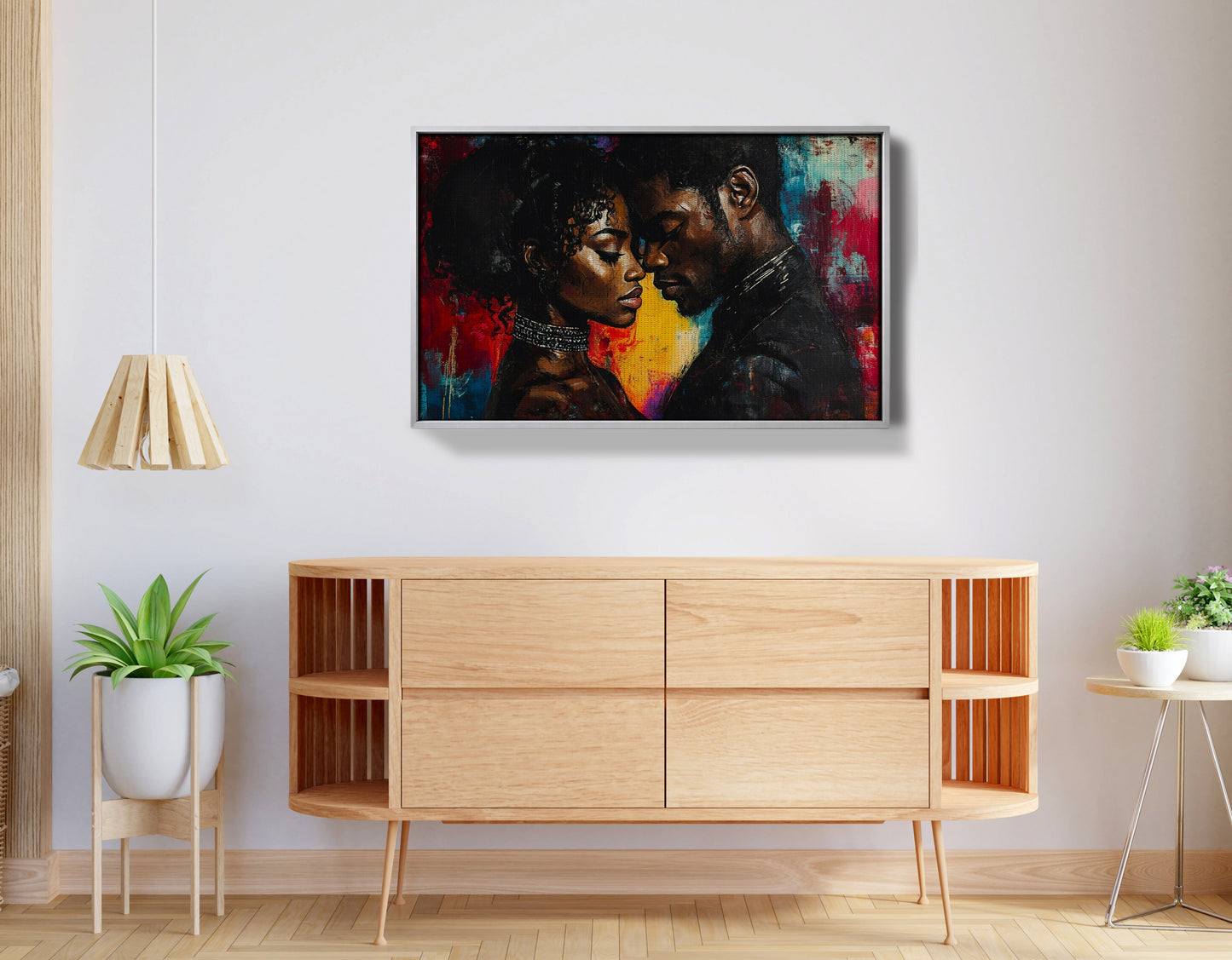 Black Couple Romantic Portrait Black love wall art view 56