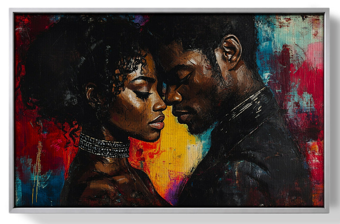Black Couple Romantic Portrait Black love wall art view 55