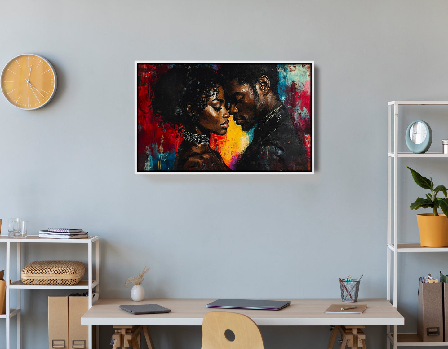 Black Couple Romantic Portrait Black love wall art view 66