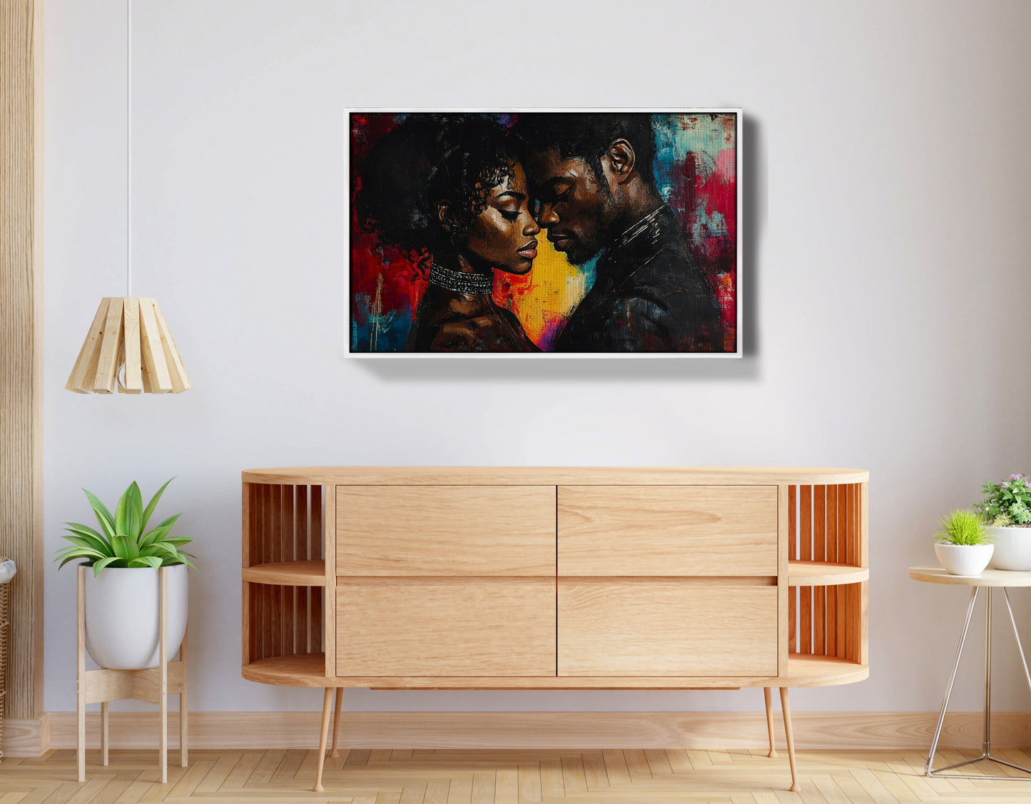 Black Couple Romantic Portrait Black love wall art view 62