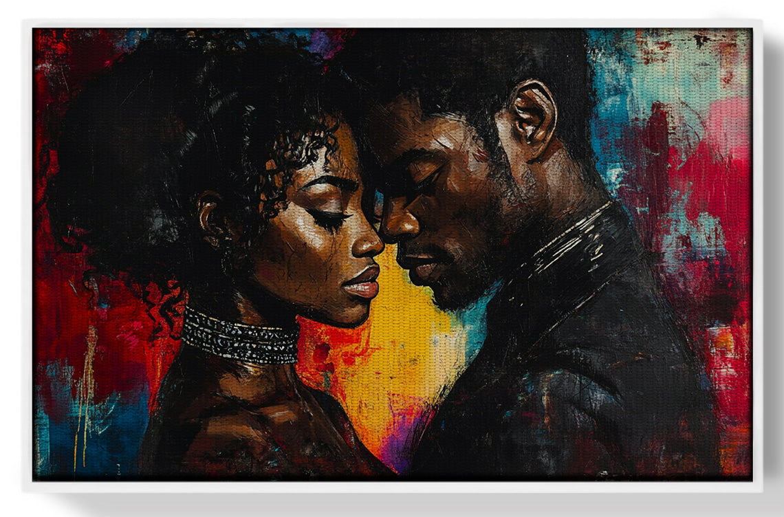 Black Couple Romantic Portrait Black love wall art view 61