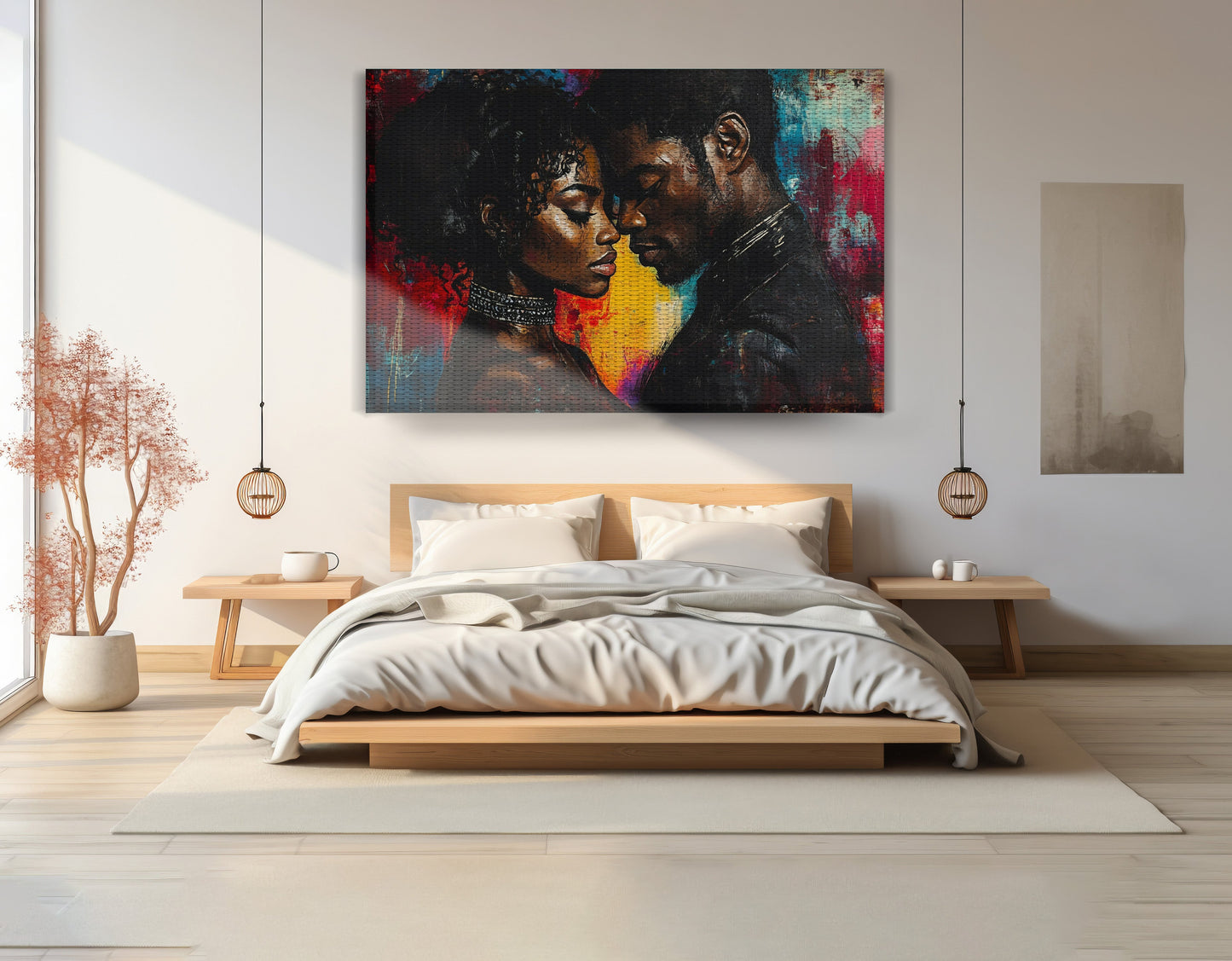 Black Couple Romantic Portrait Black love wall art view 15