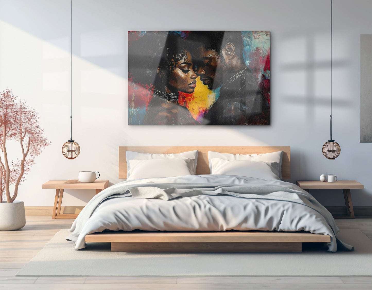 Black Couple Romantic Portrait Black love wall art view 21