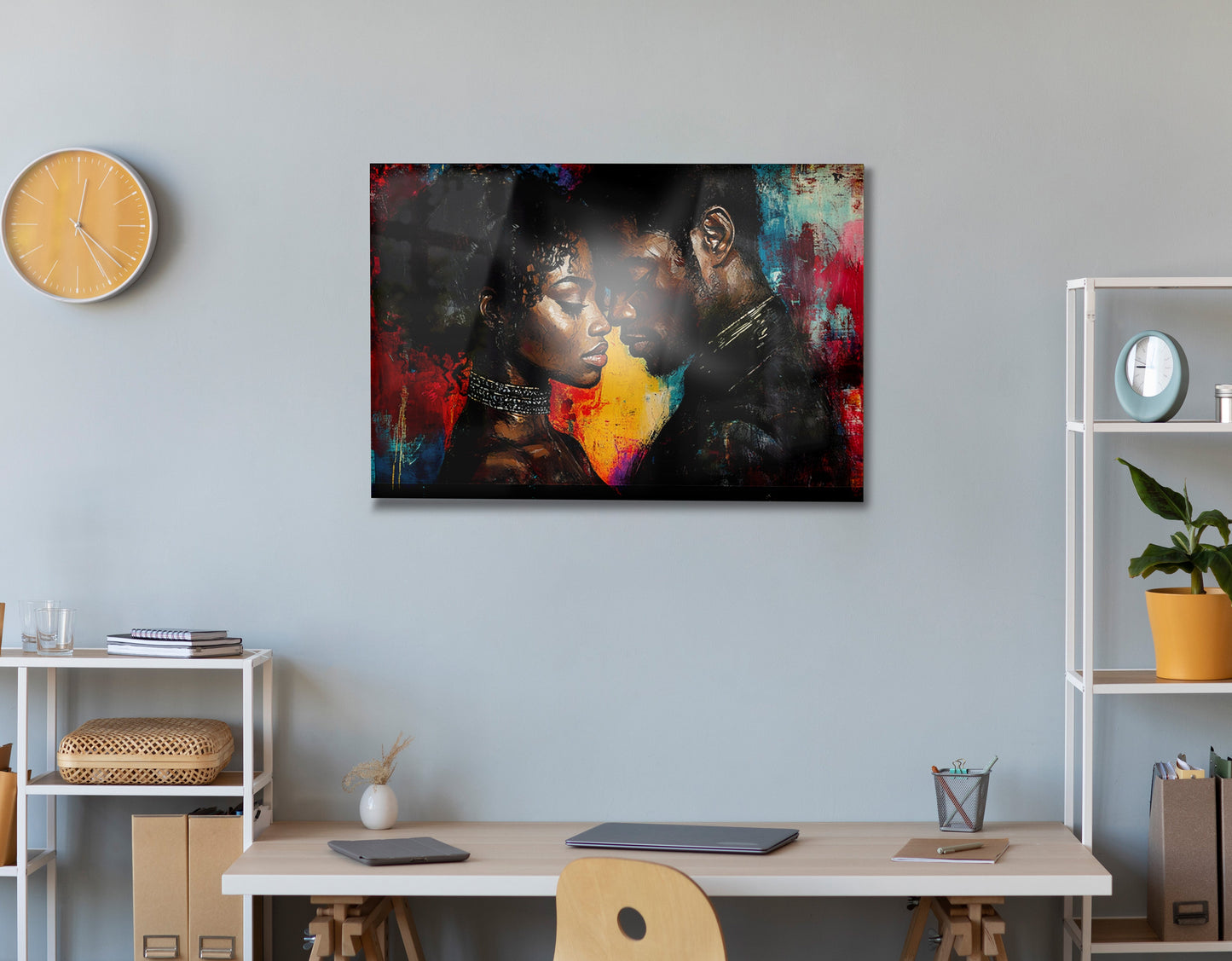 Black Couple Romantic Portrait Black love wall art view 24