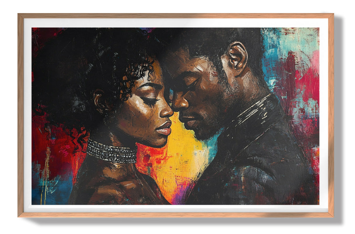 Black Couple Romantic Portrait Black love wall art view 79