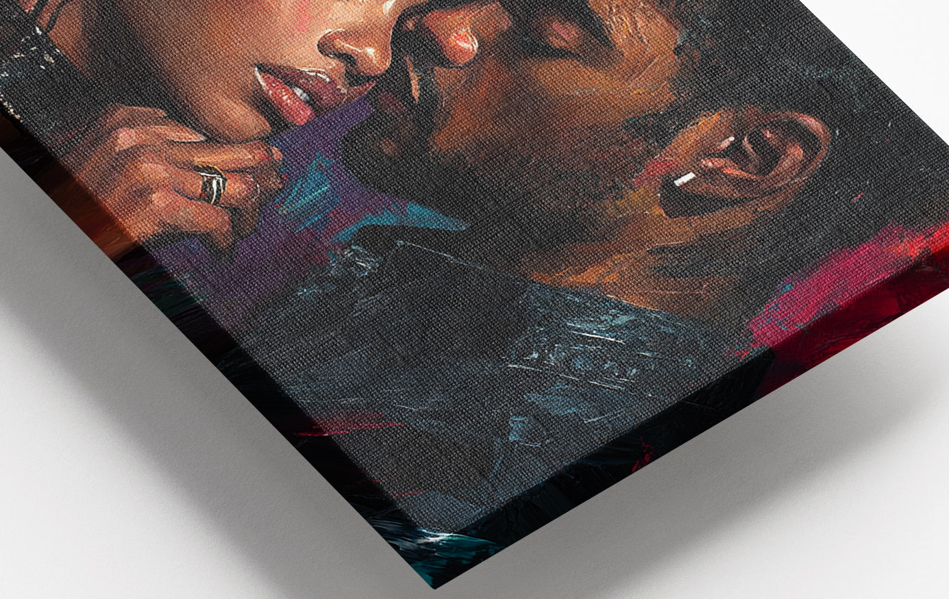 Close-up of Black Love Couple Portrait Black love wall art detail