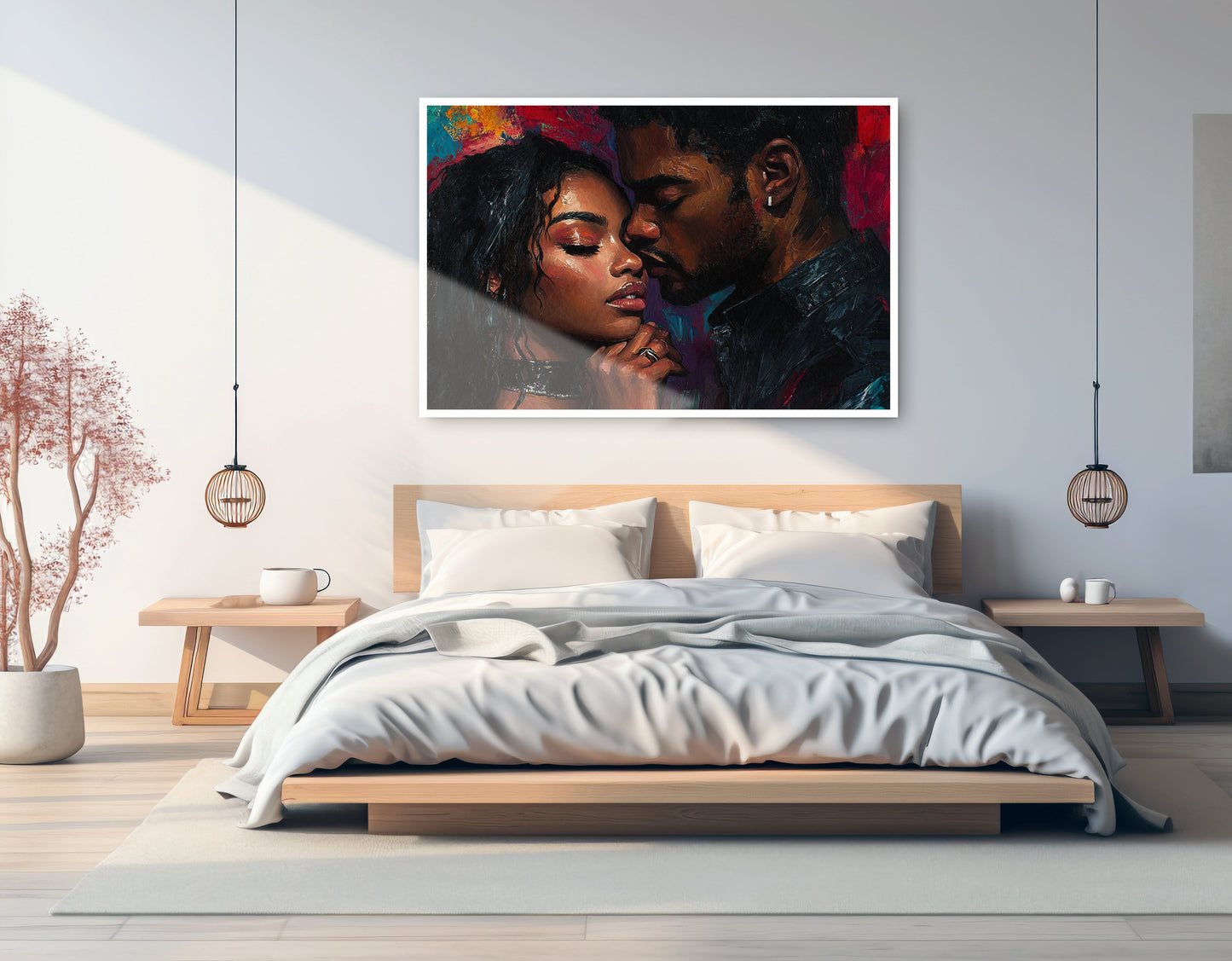 Black Love Couple Portrait Black love wall art artwork view