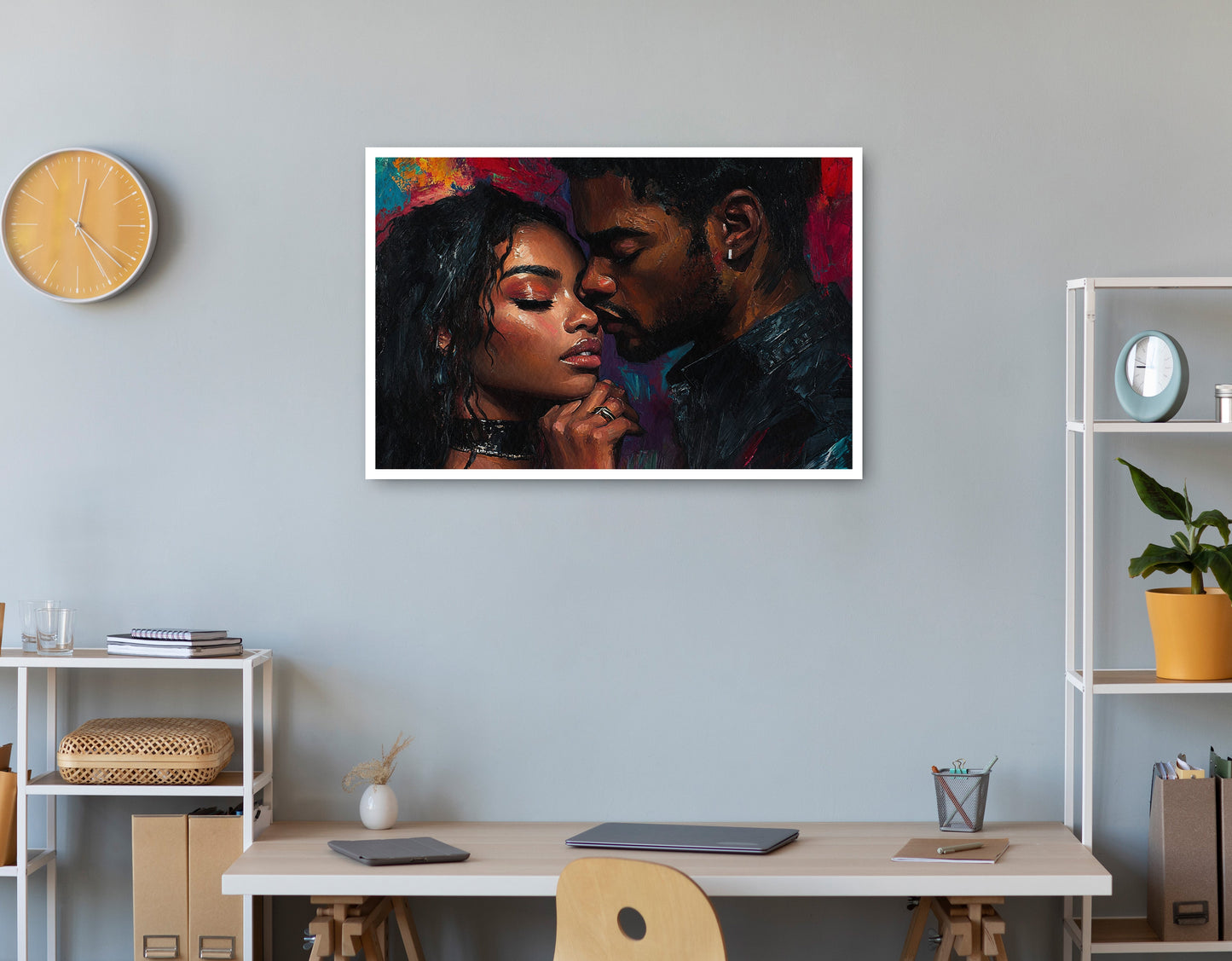 Black Love Couple Portrait Black love wall art print view