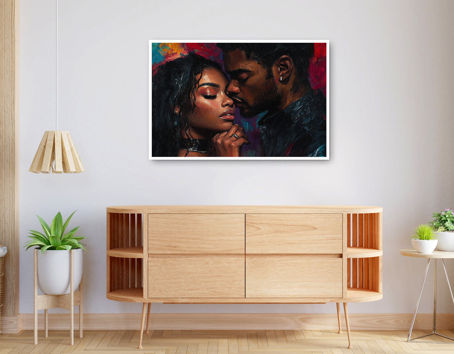 Alternate view of Black Love Couple Portrait Black love wall art canvas print