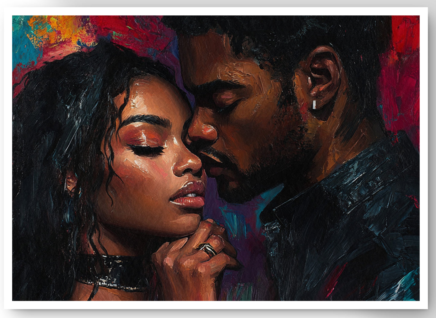 Black Love Couple Portrait Black love wall art canvas print by MoomZee Artwork