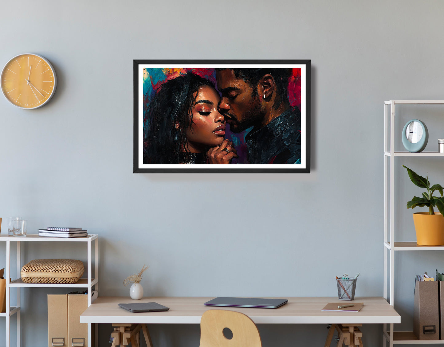 Black Love Couple Portrait Black love wall art view 72